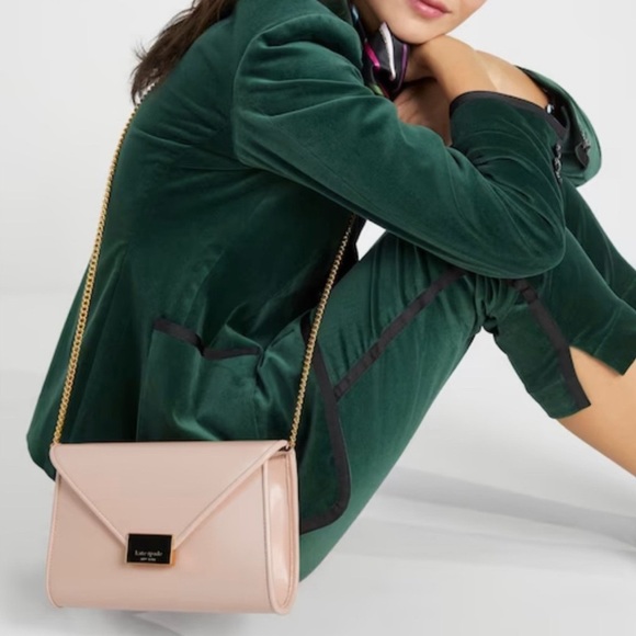 NWT Kate Spade New York Anna Medium Leather Envelope Clutch Crossbody Mochi Pink - Picture 1 of 10